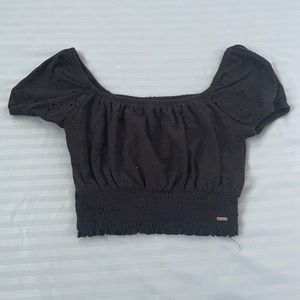 Black Off Shoulder Crop Top